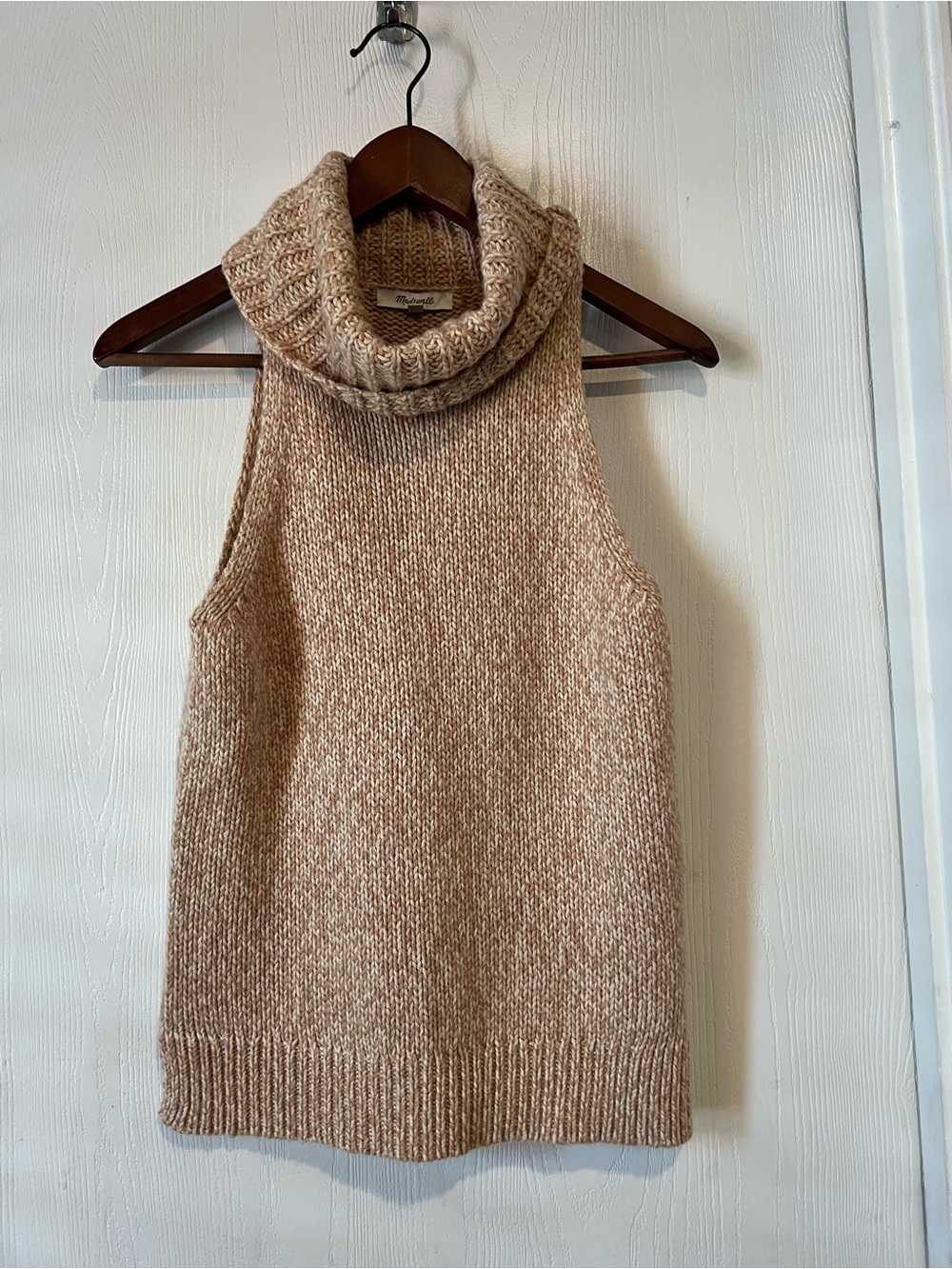 Madewell Tan Cowl Neck Sweater Cutaway Merino Wool Blend NWT Women Sz XS